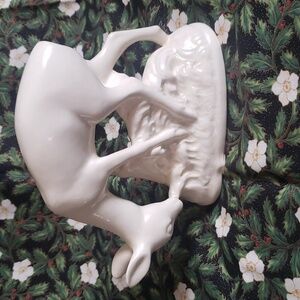 Sarreguemines France Art Deco doe statue 1930 vanilla color